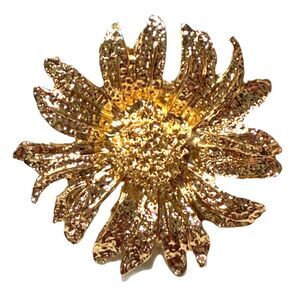 Gold Tone Flower Statement Ring Large Floral Fashion Ring New